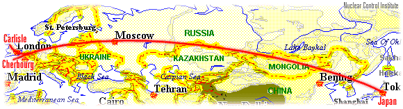 Britain/France-to-Japan trans-Russia map